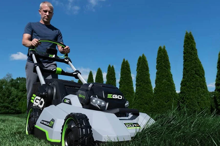 wide self propelled lawn mower